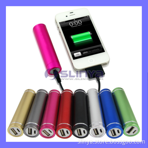 Color 2600mAh Tube Power Bank Battery for iPhone Mobile